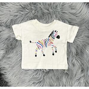 Hanna Anderson Baby Ivory Short Sleeve Rainbow Zebra Graphic T Shirt 0-3mos‎